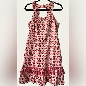 Jade Melody Tam Pink White Fringe Triangle Pattern Dress Small